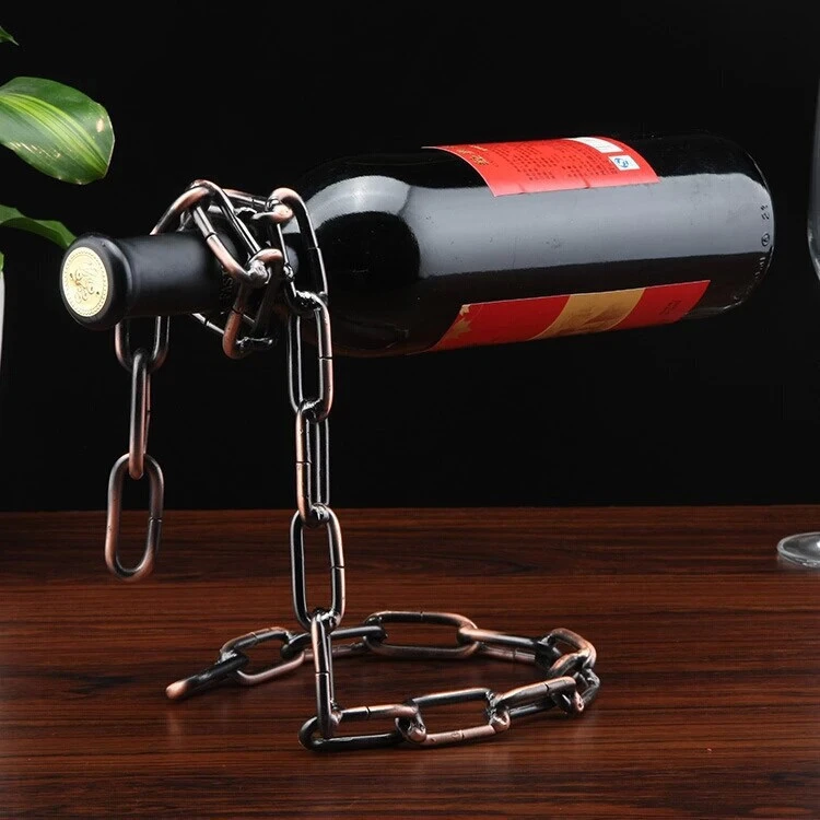Suspension Iron Chain and Creative Rope Red Wine Glass Bottle Holder