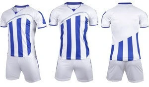 Thailand Quality White & Blue Soccer Jersey Kits Soccer Wear