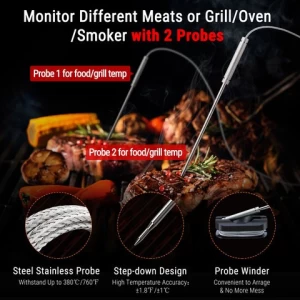 ThermoPro TP920 Meat Thermometer for Grilling and Smoking with Dual Probe Smart Wireless BBQ Smoker Grill Thermometer