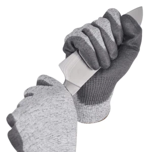 Timely delivery pu coating EN388 CE certification three-level anti-cutting work gloves