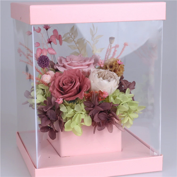 Transparent PVC flower gift packaging flower box Korean style hand holding roses clamshell floral gift box