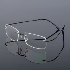 Ultralight Frameless Titanium Alloy TR90 Glasses Frame Men High Quality Super Stretch Metal Temple Eyeglasses Frame