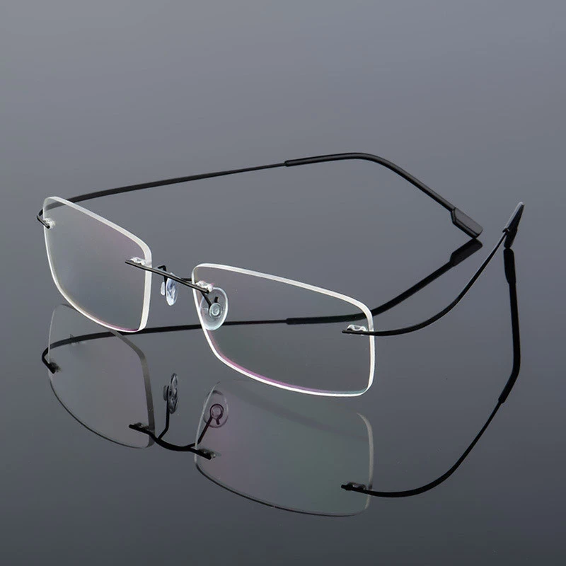 Ultralight Frameless Titanium Alloy TR90 Glasses Frame Men High Quality Super Stretch Metal Temple Eyeglasses Frame