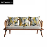 Unique design living room sofas furniture indoor wicker rattan sofas set with cushion cane accent chair