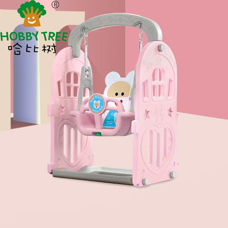 Updated Kid Indoor Play Toy Baby Plastic Swing Set with Slide