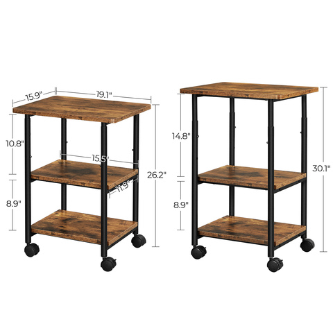 Buy Vasagle Industrial 3-tier Printer Table Trolley Cart With Wheels ...