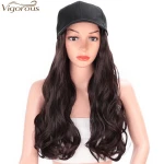 Vigorous Baseball Hat with Synthetic Long Wavy Hair Extensions with Black Hats Long Wavy Hair Attached for Women Daily Use