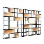 Vintage Black Office Bookcase Modern Boutique Display Shelf With Wooden Box Wooden Book Rack Wrought Iron Frame Bookshelf