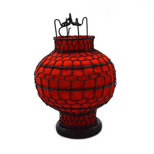 Vintage Cloth Metal Chinese Red Silk Lanterns