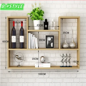 Wall mounted cabinet book shelves wooden modern bookcase