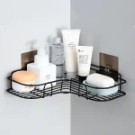 wall mounted shower caddy adhesive shampoo stand towel storage bathroom corner toilet rack no drilling organizer