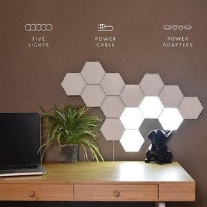 Web celebrity splice hand touch bright modular night light hexagonal black family quantum honeycomb induction wall lamp