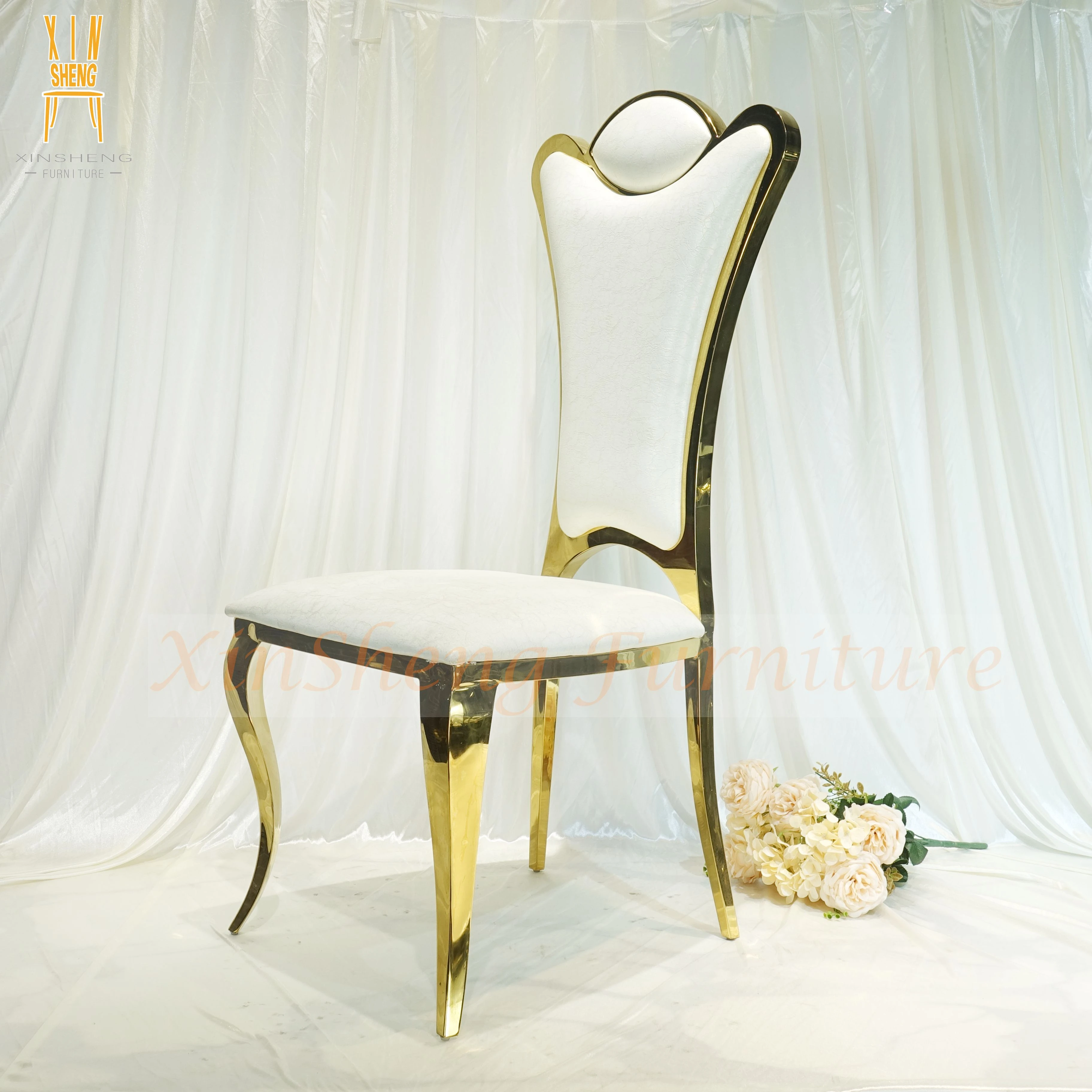 Wedding Furniture Gold Stainless Steel Frame Banquet Dining Chair
