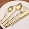 Western Cutlery Steak Dinner Fork Knife Spoon Stainless Steel Gold Set