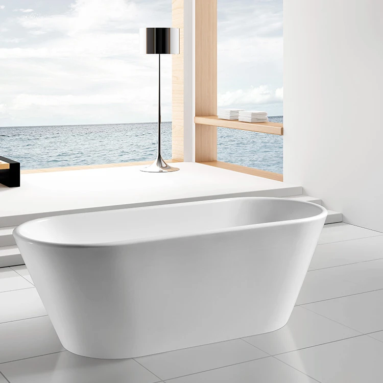 White acrylic freestanding soaking bath tube freestanding bathtub and shower