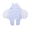 Wholesale best seller newborn plain thick fleece soft sherpa plush hooded babies blanket swaddle baby sleeping sack bag