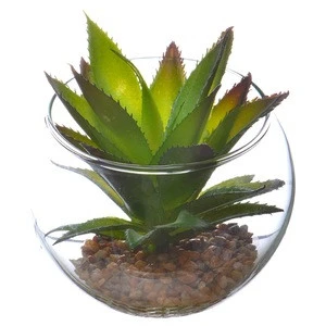 Wholesale cheap artificial plants with glass potted