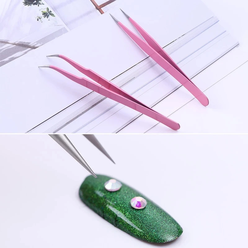 Wholesale Durable Gold Stainless Steel Nail Tools Nail Art Tweezers For Manicure