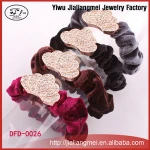 Wholesale Fashion Exquisite Velvet Hair Scrunchies Bobbles Elastic Heart Shape Hair Bands