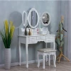 Wholesale High Quality White Vanity Wooden Dresser Wooden Make Up Table With 7 Drawers And Stool For Bedroom  Furniture