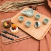 Wholesale Hotel Classical Handmade 36cm Tea Carry Tray Walnut Long Rectangle Wood Serving Tray