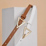 Wholesale Ladies PU Leather Belt Girls Fashion Triangle Buckle Belt Big Bow Ladies Dress Belt