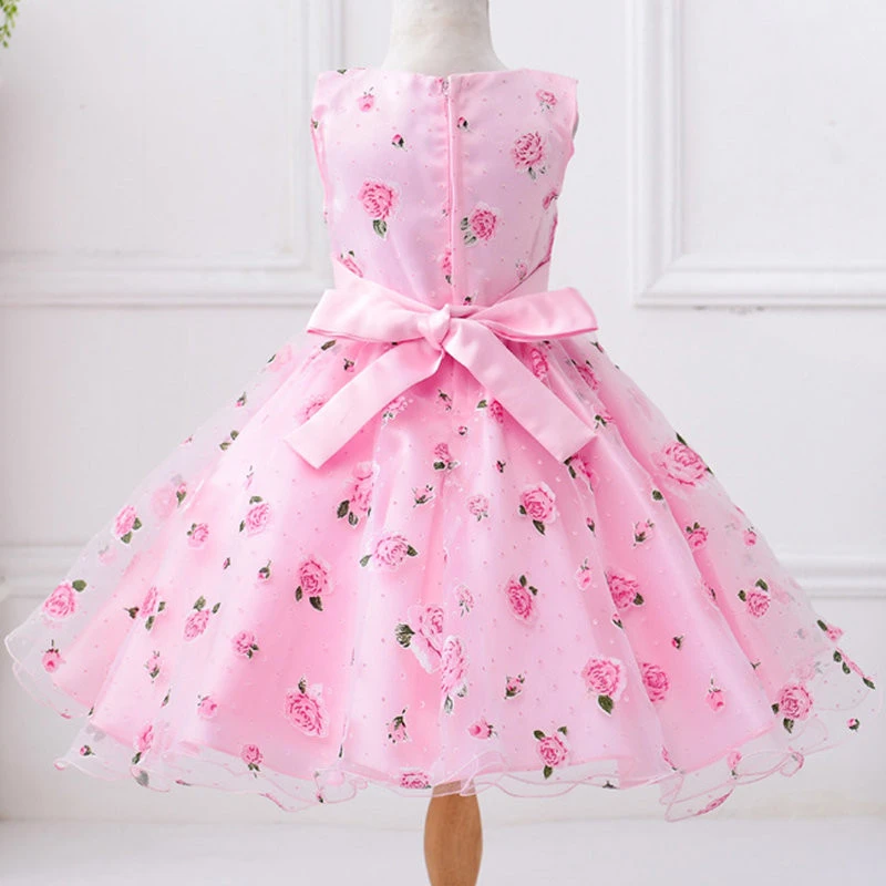Wholesale Latest Design Flower Girls Dresses Kids Sleeveless Princess Dress Summer Dress