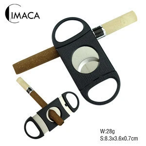 Wholesale metal double blades cigar cutter cigar knife accessory in black
