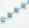 wholesale noble blue design fancy rhinestone chain trim with resin for clothing