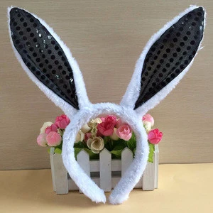 Wholesale Sequin Rabbit Costume Bunny Ears Hairband Easter Headband for Adult Child