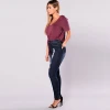 Wholesale Sexy Mid Rise Slim Skinny Ripped Damaged Pantalones Jeans for Women