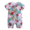Wholesale Short Sleeve Solid Comfortable Summer Clothes Floral Boy Girl Baby Rompers