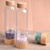 Whosale Natural Rose Gravel Stone Infused Gemstone Crystal Points Glass Water Bottle