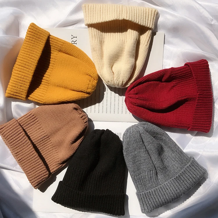 winter knitted warm blank beanie hats