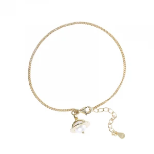 Women 925 Silver Jewelry 18K gold plated Alien ship sea shell pearl charm bracelets L418