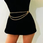 Women Fashion Chain Belt Hip High Waist Gold  Belt Narrow Metal Chain Chunky Fringes Belts Accessories