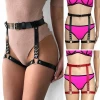 Women Sexy Punk Leather Body Chain Bondage Stud Garters Belt Leg Ring Abdominal Bandage Suspender Waist Belt