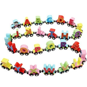 wooden digital alphabet and insect wooden train assembling toys