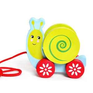 Wooden Snail Pull Along Toys Animal For Babies