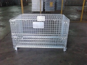 Xinmiao Foldable Galvanized Welded Portable Storage Cage Metal Box Wire Mesh Pallet Container