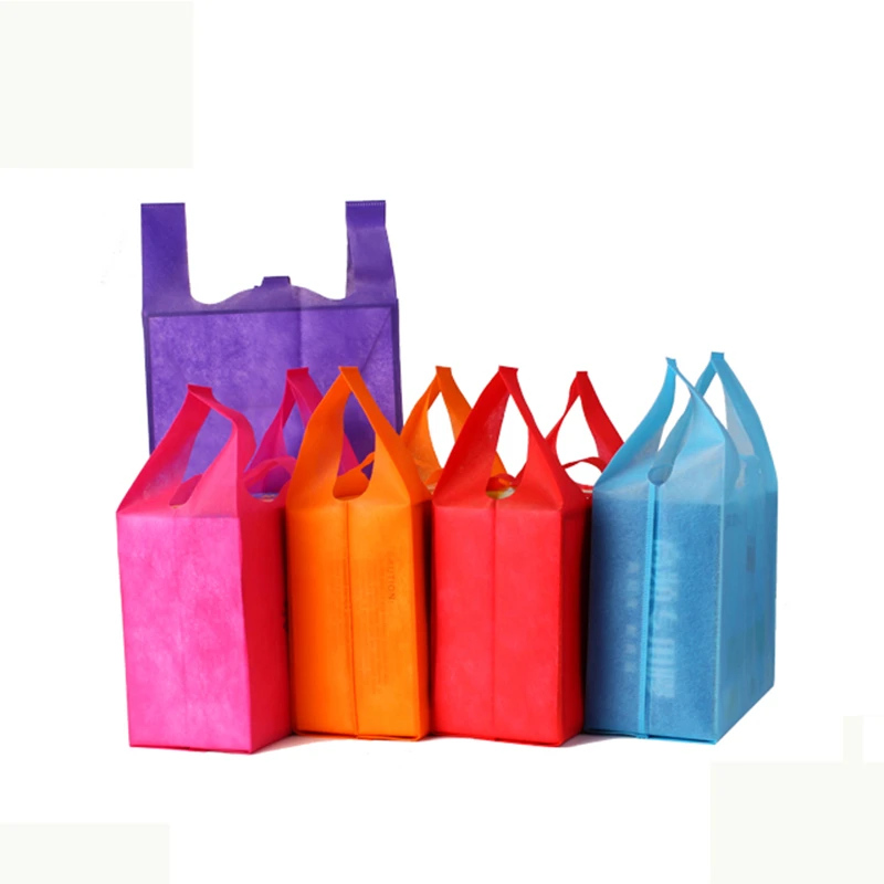 XL# Red Pp Non Woven Bag Shopping Bag Biodegradable Resealable Non woven T-Shirt Bag