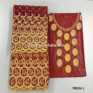 YB9104-6 5 yards embroidery bazin riche getzner cotton knitted fabric garment printing cloth