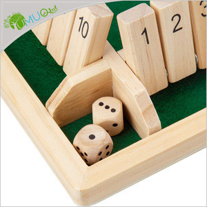 YumuQ Custom Wooden Board Games, 4 Players Shut The Box Dice Game Set for Kids and Adults