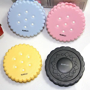 YWFZ007 RDT Lovely Cookie Shaped Cosmetic Contact Lenses Box Cute Girl Travel Portable Contact Lens Case with Mirror