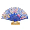ZHIBIN  Cloth hot stamping Flower Fan Plastic Spanish folding  Fan Custom Printed Gift Fan