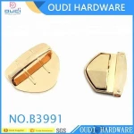 Zinc Alloy bag lock metal accessories light gold push lock for handbags