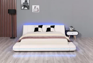 Leather Beds LED King Size Bed Bedroom Furniture