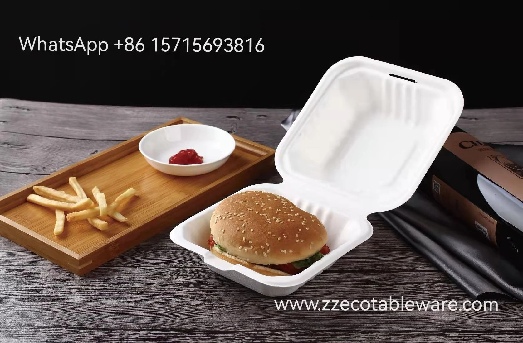Buy Biodegradable Sugarcane Bagasse 6x6 Inch Hamburger Box from Hefei ...