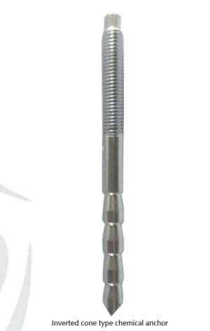 Pointed inverted conical anchor bolt