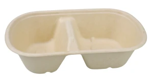 1000ml/34oz 2-compartments bagasse/sugarcane disposable lunchbox eco-friendly